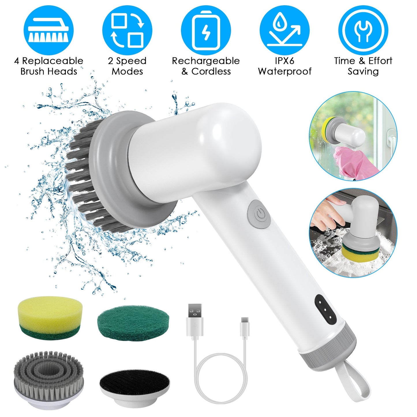 CleanPro™ Electric Spin Scrubber – Powerful Cordless Cleaning Brush